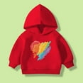 thumbnail image 2 of Girls Sweatshirt Kids Toddler Fall Hoodie Long Sleeve Lightweight Casual Hooded Sweatshirt with Colorful Heart Printed Toddler Sweatshirt Red 18 Months-24 Months, 2 of 7