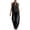Black, variant on Women's Denim Two Piece Set, Sleeveless Halter V Neck Top and Wide Leg Jeans, Casual Summer Outfit, Street Style and Vacation Wear​-Black