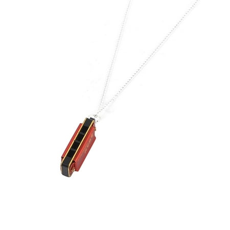 - Pocket Size Red Harmonica Mouth Organ w 4 Holes Necklace Design Pendant