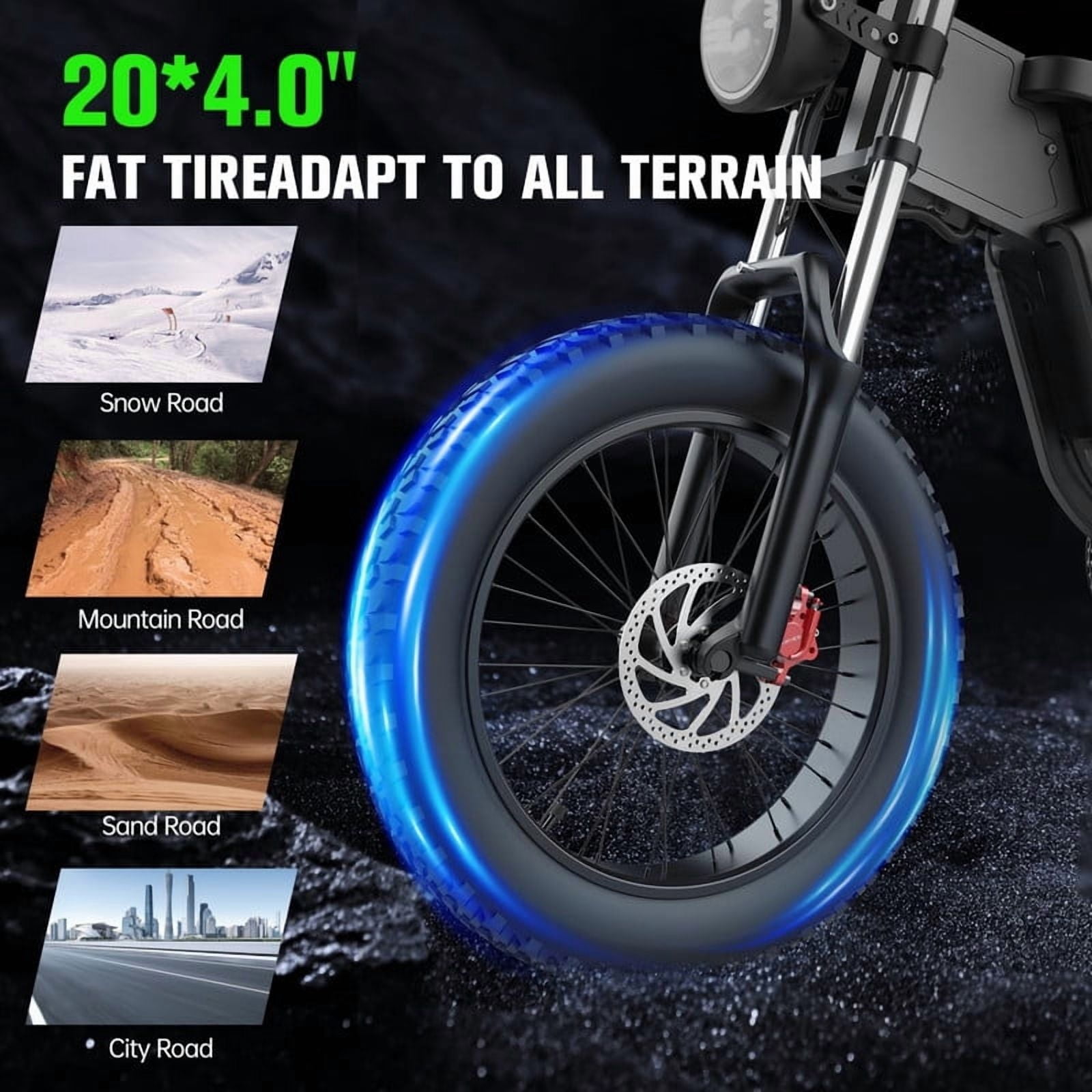 2000W EKXBIKE X20 48V 35Ah Removable Battery Mountain Bike，MTB Electric Bike for Adults 20" Fat Tire Electric Motorcycle,Full Suspension Electric Bicycle UL2849
