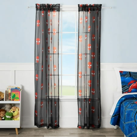 Spider-Man Storytelling Sheer Kids Drape 38 x 84 Black Marvel