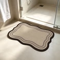 thumbnail image 5 of OCCOA Wavy Edges Diatomaceous Earth Bath Mat Quicks Absorb Non Shower Rug Soft Neutrals Brown Entry Mat Stylish Wave Border Water Absorbing Bathroom Floor Mat, Beige, 5 of 6
