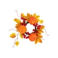 thumbnail image 3 of Aurorax Fall Candle Holders,Fall Candle Ring Wreath with Berries Pumpkin Rustic 14" Thanksgiving Harvest Decor Table Centerpiece, 3 of 7