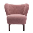 thumbnail image 3 of Modern Accent Chair with Tufted Wingback and Rubber Wood Legs, Comfortable Fleece Side Chair Suitable for Living Room, Bedroom or Other Small Spaces, Easy Assembly, Blush, 3 of 7