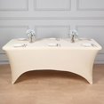 thumbnail image 5 of Balsa Circle 6 Feet Rectangular Spandex Fitted Stretchable Elastic Tablecloth Beige, 5 of 8