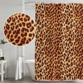 thumbnail image 4 of Brown Leopard Print Shower Curtain Set with Hooks, Wild Animal Abstract Texture Waterproof Fabric Bathroom Curtains Decor Home Accessories,Stall 36 X 72 Inch, 4 of 9
