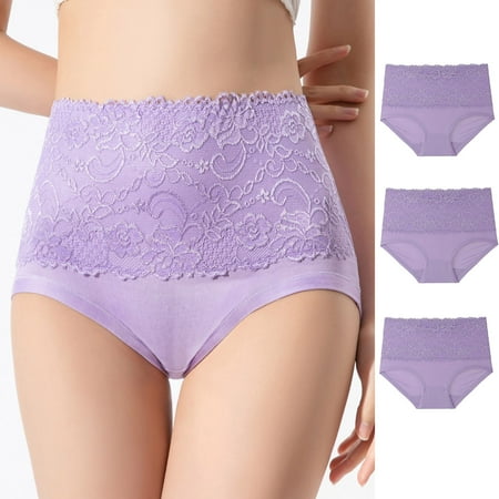 SnnmBlm Women Cotton Underwear High Waist Panties Ladies Panty Plus Size Briefs Multipack Purple M