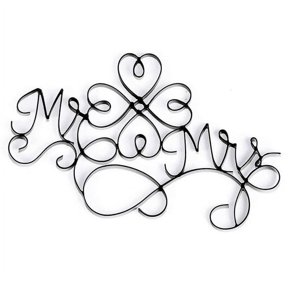 Dicksons Mr. and Mrs. Metal Black 10 x 16 Wire Wall Sign Plaque
