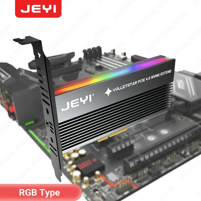 VolleyStar PCIE To NVMe Adapter With Aluminum Alloy Heatsink, M.2 RGB PCIe 4.0 Card With 1/2U Low Standard Profile Bracket VolleyStar-RGB