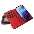 thumbnail image 6 of Zipper Wallet Case for Motorola Moto G Power 2021 Large Capacity Card Slots Holder Magnetic Cover, Luxury PU Leather Anti-Shock Flip Folio Case with Kickstand Wrist Strap Handbag Protective Case,Red, 6 of 8