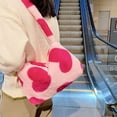 thumbnail image 4 of Qarigey Exquisito bolso con estampado de flores y corazones, bolsos casuales de felpa de primera calidad para mujer, bolsos de hombro Bolsas de mensajero y de hombro azul, 4 of 6