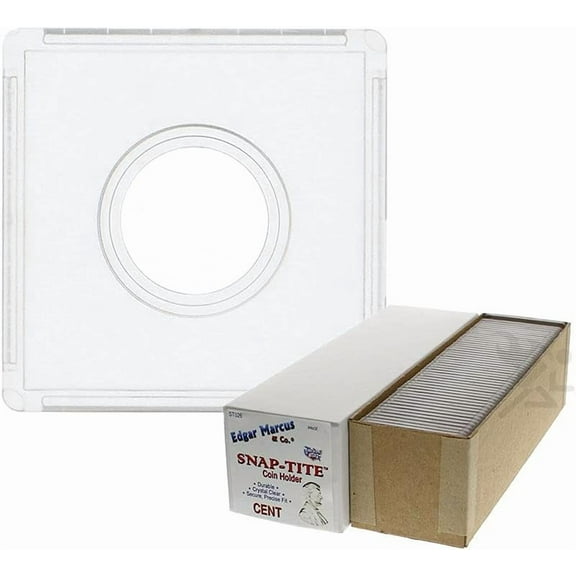Edgar Marcus Snap-Tite 2x2 Plastic Coin Holders, 25 ct Box (Penny/Cent)