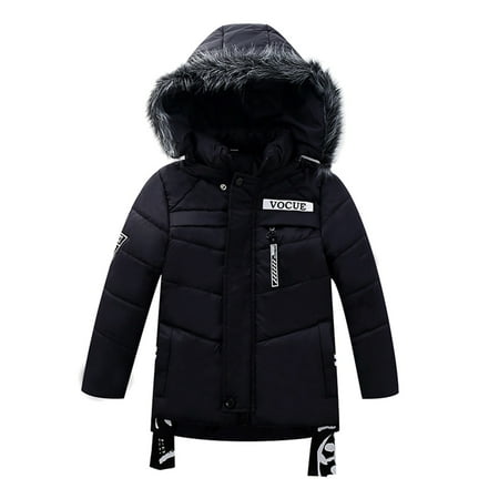 

EHTMSAK Toddler Child Boy Girl s Fall Winter Hooded Jackets Infant Baby Long Sleeve Zip Up Faux Fur Coat Thicken Outerwear Black 18M-5Y 120
