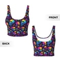 thumbnail image 3 of Sikiie mushroom rainbow color Skull Print Strappy Sports Bra for Women Padded Push Up Sports Bra Athletic Running Sports Bra Workout Bra Yoga Bra, 3 of 5