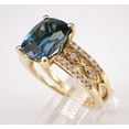 thumbnail image 3 of 2.00Ct Cushion Cut Simulated London Blue Topaz & Diamond Halo Wedding Women's Ring 14K Yellow Gold Plated 925 Sterling Silver For Her, 3 of 5