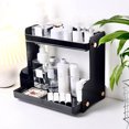 thumbnail image 3 of Desktop Storage Rack, Durable 2 Tier Cosmetic Storage Shelf Rack  for Living Room White,Black,Transparent, 3 of 7
