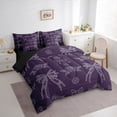 thumbnail image 3 of jejeloiu Kawaii Bow Ribbon 7pcs Bedding Comforter Set,Retro Rustic Flower Queen Bedding Sets,Purple Gray Queen Sheet Sets For Girl,Microfiber Bedroom Decor Reversible, 3 of 8