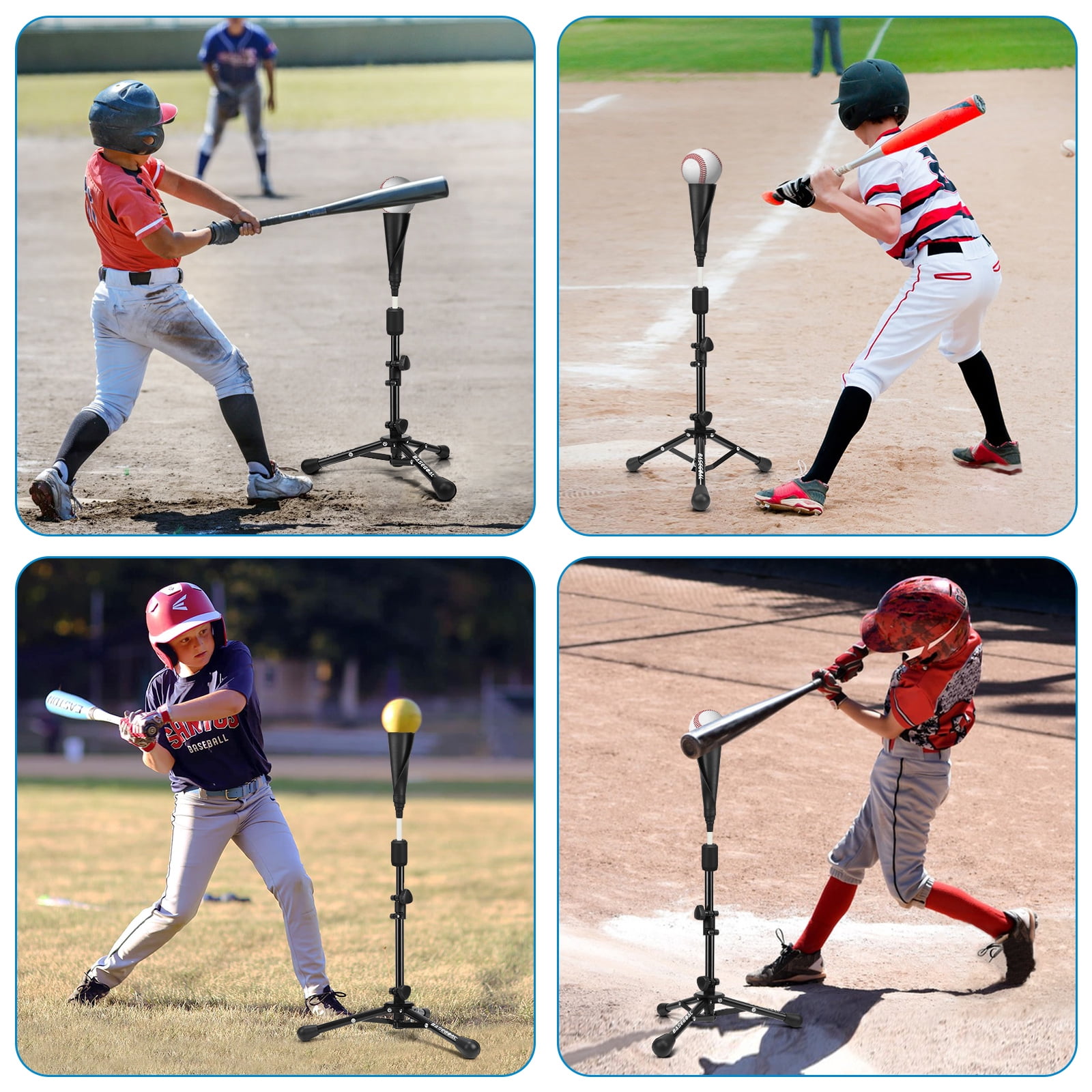 Baseball Batting Tee for kids, Portable Softball Baseball Tees for Hitting, Extral Height Adjustable Angel Baseball Ball Caddy, Easy to Assemble, Intensive Support Frame, Batting Training Practice