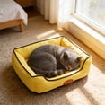 thumbnail image 6 of Washable Bolster Dog Bed, Soft Cotton Filled Pet Sofa Cushion, Non-Slip Calming Cat Bed for Small Medium Dogs Cats, 22.83x16.93in, Yellow, 6 of 6
