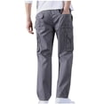 thumbnail image 6 of BXINGOHAI Cargo Pants for Men Multi Pockets Work Pants Solid Elastic Waist Cotton Pants Outdoor Daily Lounge Hiking Pants Today Sales Dark Gray,M, 6 of 6