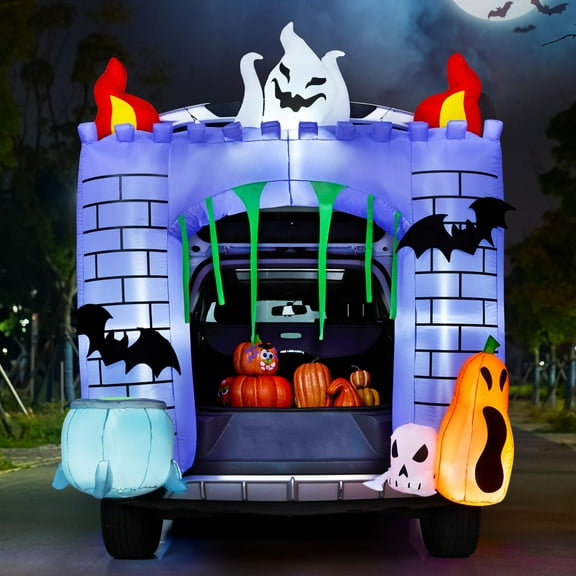 Castillo embrujado inflable de Halloween de 1,8 m con LED de Joiedomi