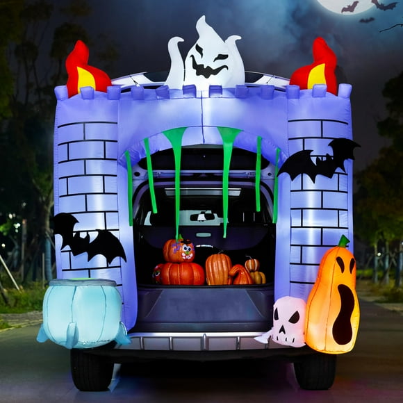 Castillo embrujado inflable de Halloween de 1,8 m con LED de Joiedomi