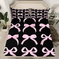 thumbnail image 2 of Manfei Princess Dreamy Bow Twin Sheet Sets for Kid, Black Pink Twin Fitted Sheet, Kawaii Cartoon Bowknot Flat Sheet, Super Cozy Room Decor, 3-Piece, 2 of 7