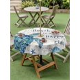 thumbnail image 4 of Outdoor Tablecloth with Umbrella Hole for Patio/Picnic/Party/Camping, Ocean Beach Waterproof Table Cloth Round Cover Washable, Summer Sea Turtle Coral Shells Wooden Beige (Dia 60"), 4 of 9