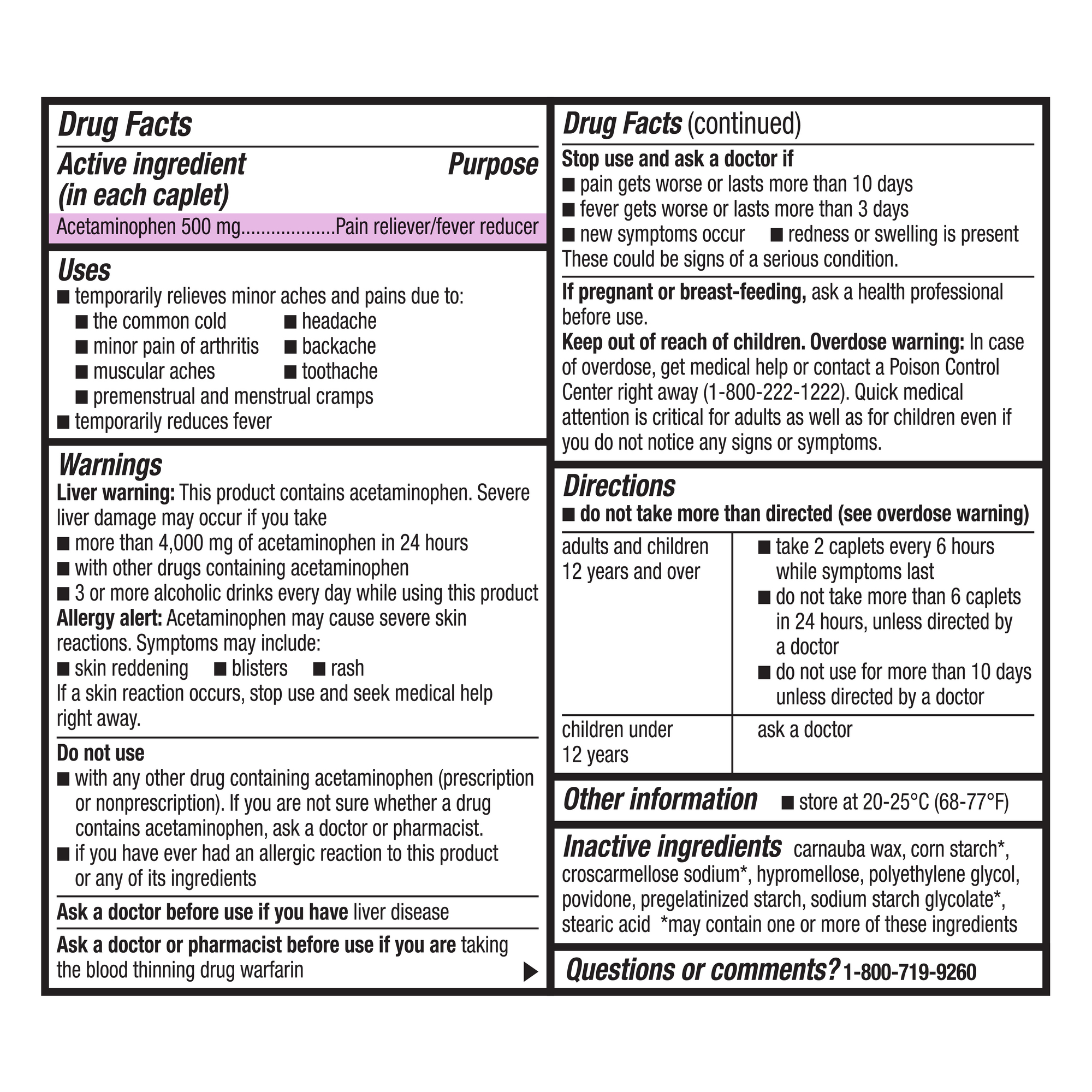 Caplets de Alivio de Dolor de Fuerza Extra Equate Acetaminofén 500mg, Reductor de Fiebre, 200 Unidades, Comparar con Ingrediente Activo de Tylenol Extra Strength 7