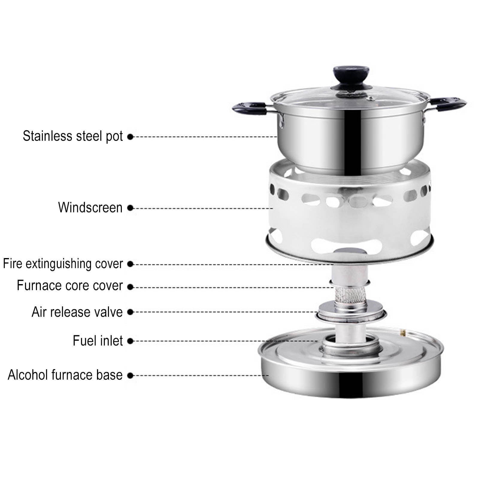 EDHITNR Portable Butane Stove, Single Burner Camping Stove for Indoor Outdoor Use, Stainless Steel Cooktop with Pot, No Electricity Required for Camping Hiking Picnics
