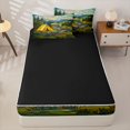 thumbnail image 3 of catabedysis Stained Glass Camping Zipper Full Size Comforter Sets with Fitted Sheet and 2 Pillowcases,Rustic Bohemian Style Zipper Bedding Set For Boys,Multicolor,Black Reversible,4 Pieces, 3 of 7