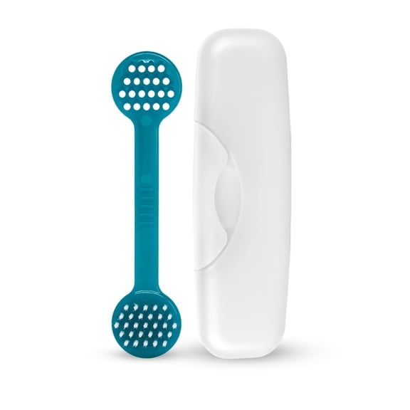 Radius Tongue Cleaner with MicroRidge Scraper, Brush & Case for Adults and Kids, BPA-Free, Vegan