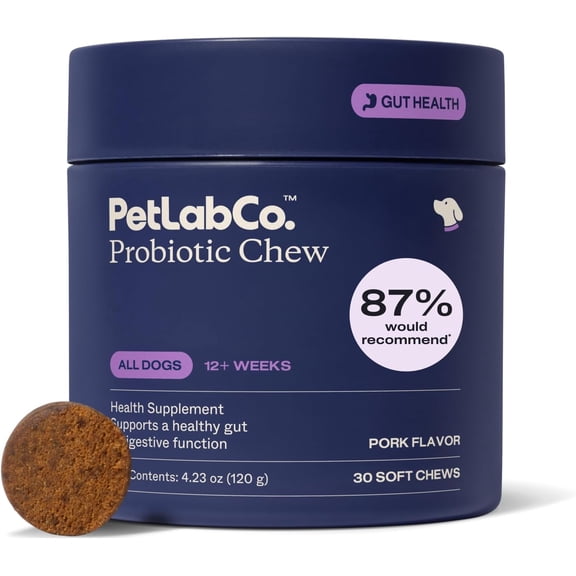 PetLab Co. Probiotic Chews, Delicious Soft Chew Probiotics For Dogs, Pork, 30 ct.