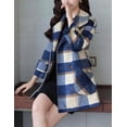 thumbnail image 5 of Kukuzhu Women’s Woolen Blend Plaid Trench Coat Double Breasted Belted Overcoat Pea Coat, 5 of 6
