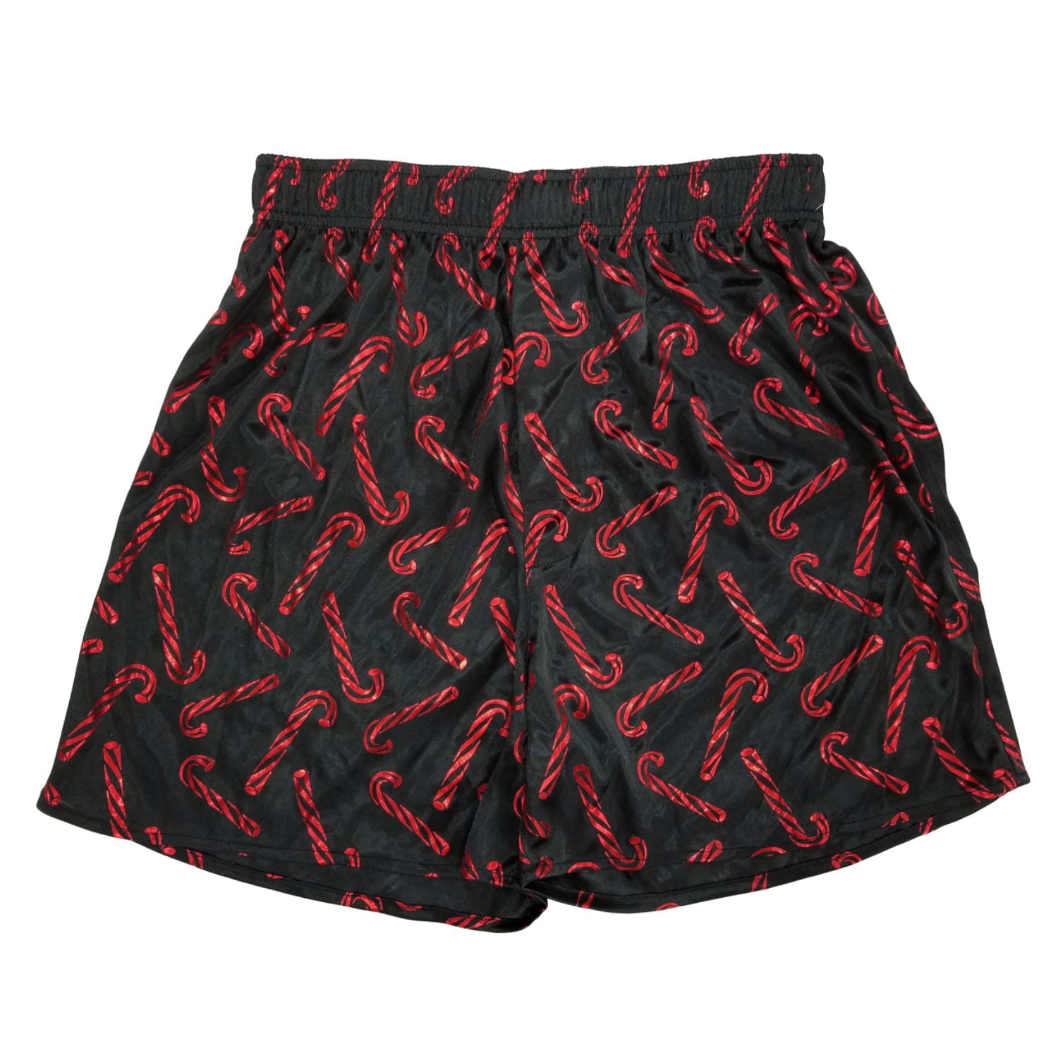 Accents Mens Black Christmas Holiday Candy Cane Silky Boxer Shorts