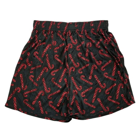 Accents - Mens Black Christmas Holiday Candy Cane Silky Boxer Shorts ...