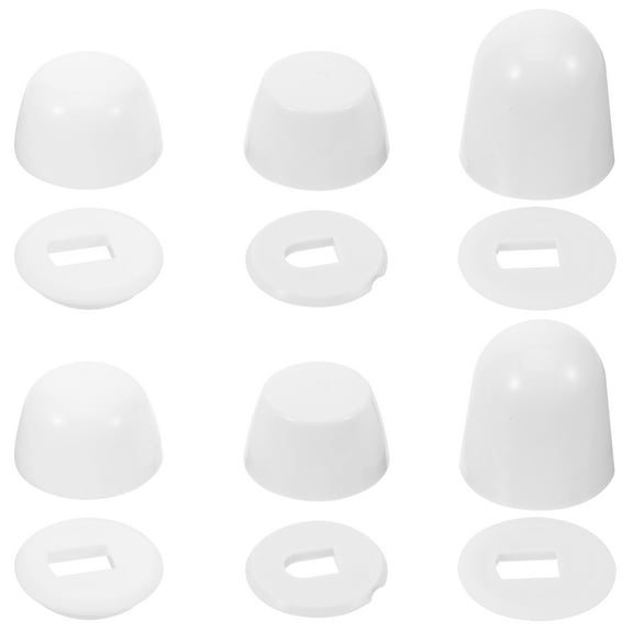 abbageba 6 Pairs of Toilet Bolt Caps Bathroom Toilet Bolt Caps Covers with Washers Toilet Bolt Caps