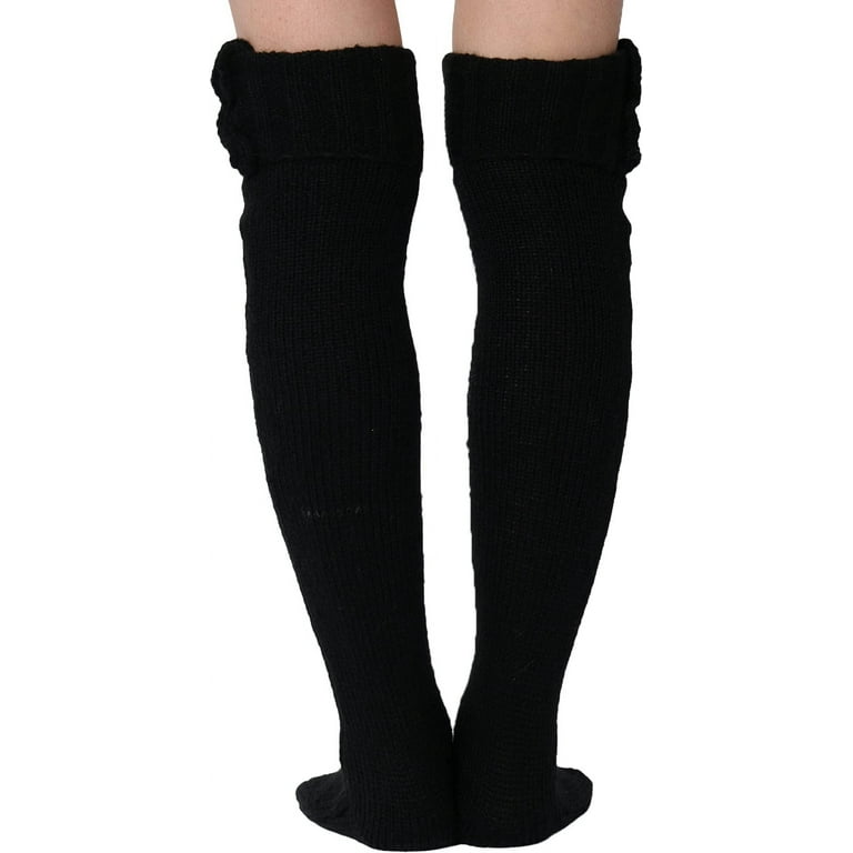 Women's Warm Cable Knitted Extra Long Thigh High Boot Socks