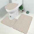 thumbnail image 2 of Beige and White Checkerboard Pattern Bathroom Rugs Sets 3 Piece,Toilet Cover Set,Absorbent Non Slip Bathroom Mats Sets with U-Shaped Contour Rug Toilet Rug Set, 2 of 5