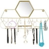 Excello Hanging Jewelry Organizer w/ Mirror, Metal Holder Storage Display