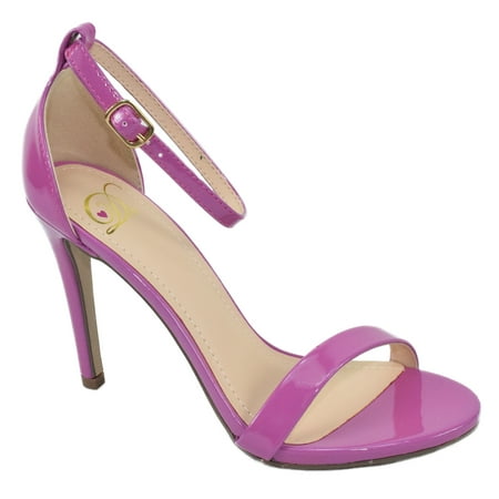 Delicious Shoes Women Ankle Strap High Heel Open Toe Formal/Casual Dress Sandals JAIDEN Fuchsia Pink / Purple 6.5