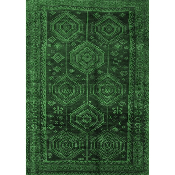 Ahgly Company Indoor Rectangle Persian Emerald Green Traditional Area Rugs, 8' x 12'