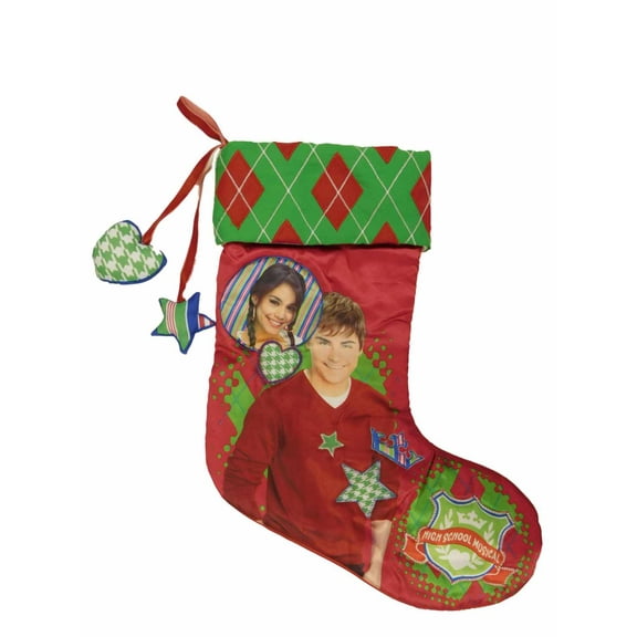 Disney HSM Red Satin High School Musical Christmas Holiday Stocking Zac Efron