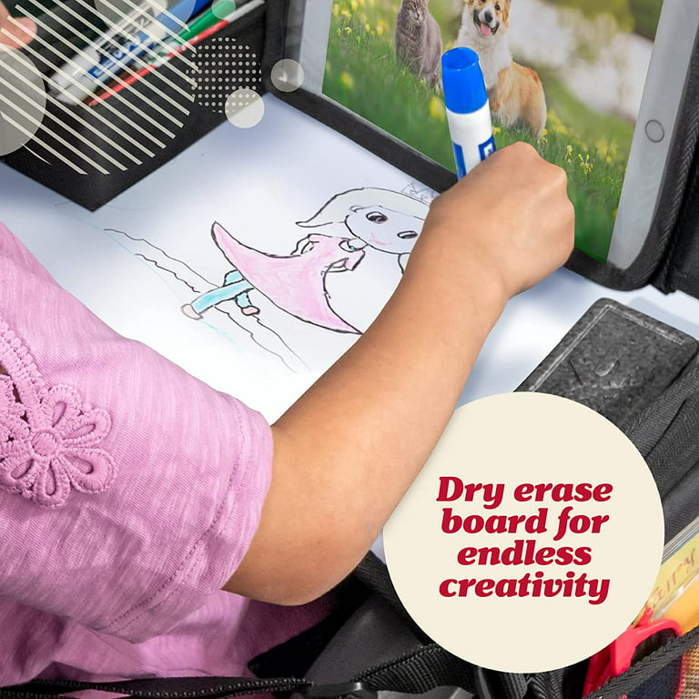 Premium Kids Travel Tray, Car Seat Travel Tray, Toddler Travel Essentials,  Activity Tray Table, Waterproof Surface, Dry Erase Board and More 