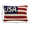 thumbnail image 2 of USA Flag Red White Blue Patriotic Mini Hooked Wool Pillow - 8" x 12", 2 of 2