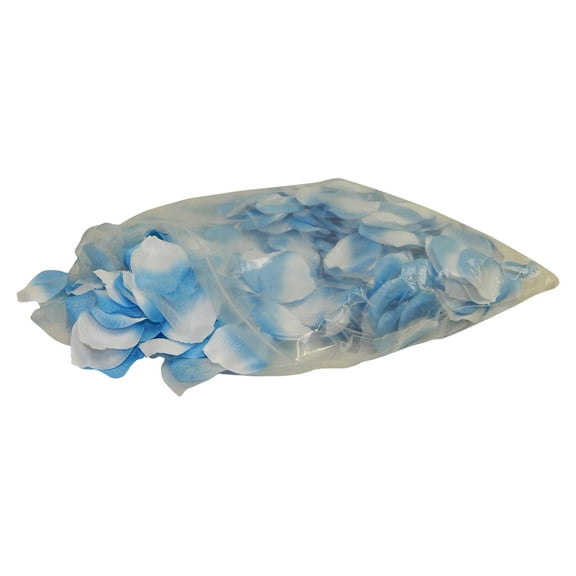 Ice Blue Rose Petals Polysilk Faux Fake Flower 400 Opaque & 100 Sheer 2.25in Petals per Bag for Craft Table Engagement Ceremony Wedding Aisle Floral Romantic Decor (Two-Tone Light Blue, Set of 4 bags)