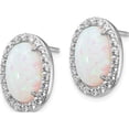 thumbnail image 2 of Sterling Silver Cheryl M Rh-P Cz Created Opal Oval Post Earrings (15 X 12) Made In China qcm1000, 2 of 5