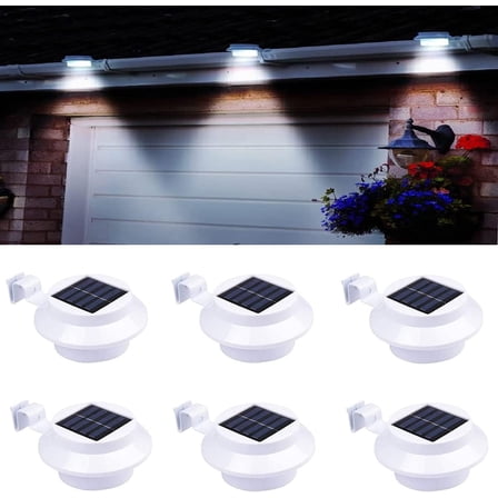 6-Pack Solar Gutter Led Lights, Outdoor Solar Fence Lights Deck Lights for Eaves Garden Landscape Yard (White)