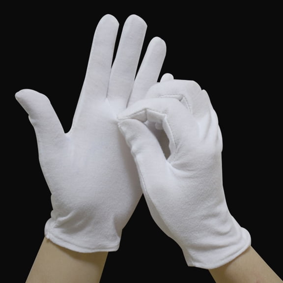 HOOWIFFY 20 Pairs Lightweight White Cotton Gloves for Jewelry Handling, Soft Breathable Protective Gloves for Inspection and Craftwork