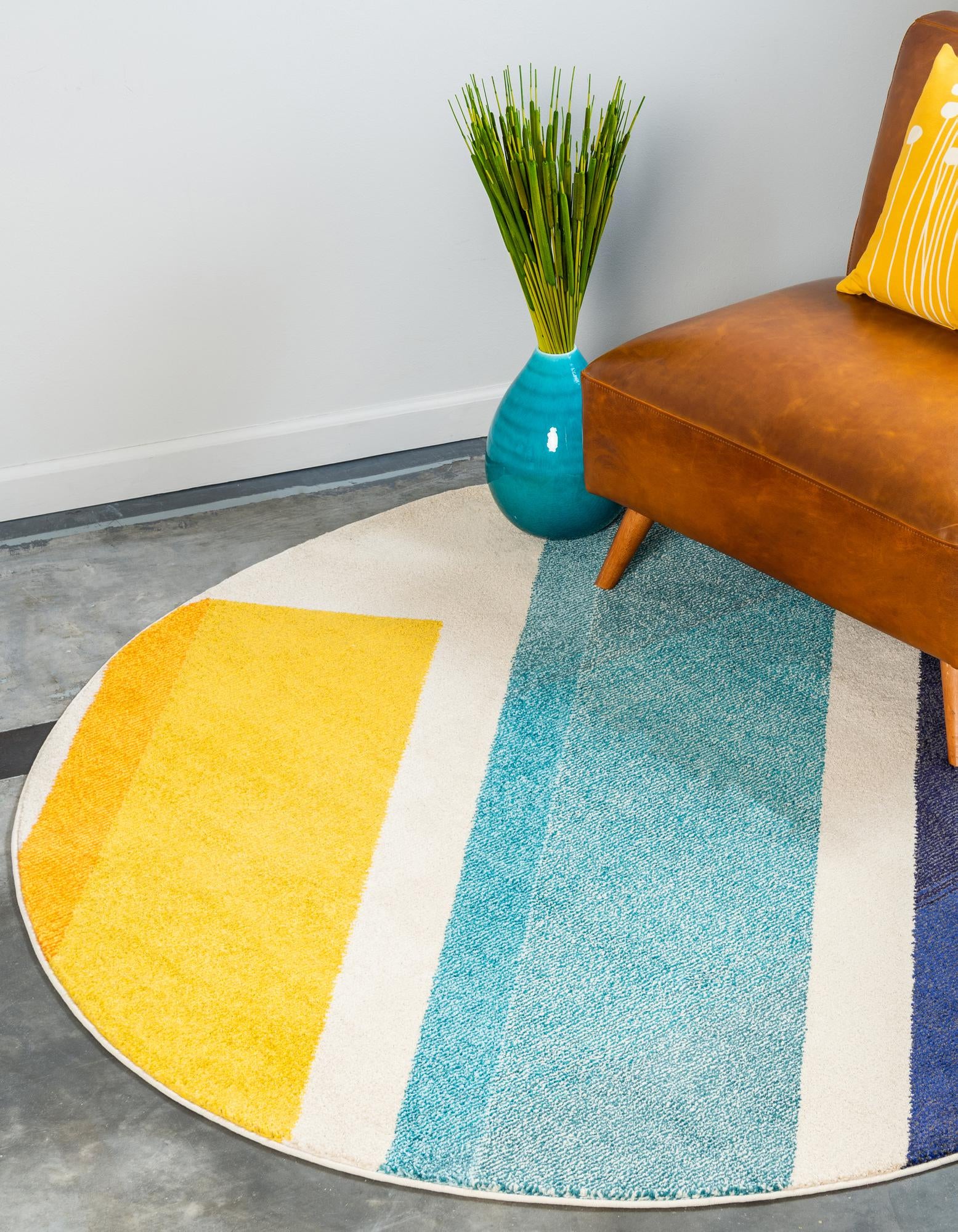 Unique Loom Tower Estrella Rug Beige/Black 6' 1" Round Geometric Contemporary Perfect For Dining